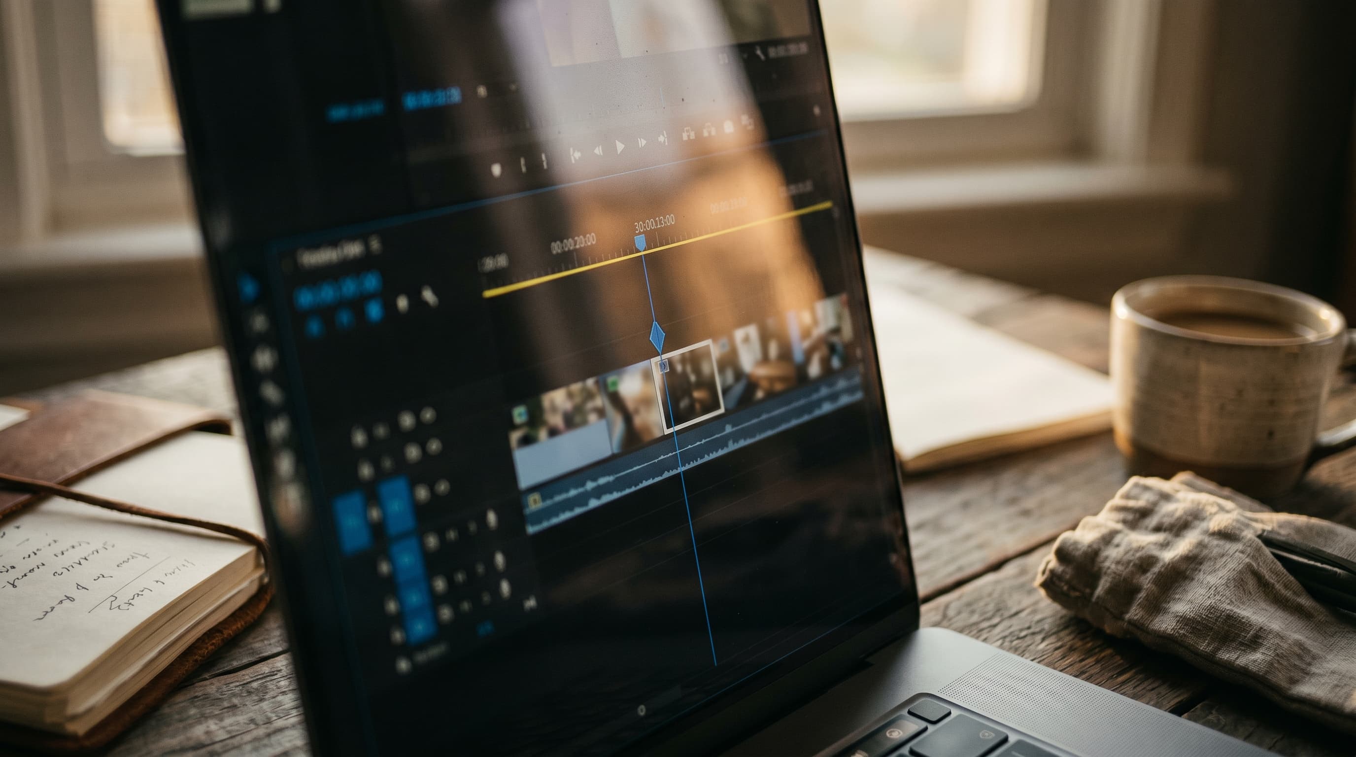 YouTube thumbnail connected to a video intro timeline showing the first 30 seconds retention window