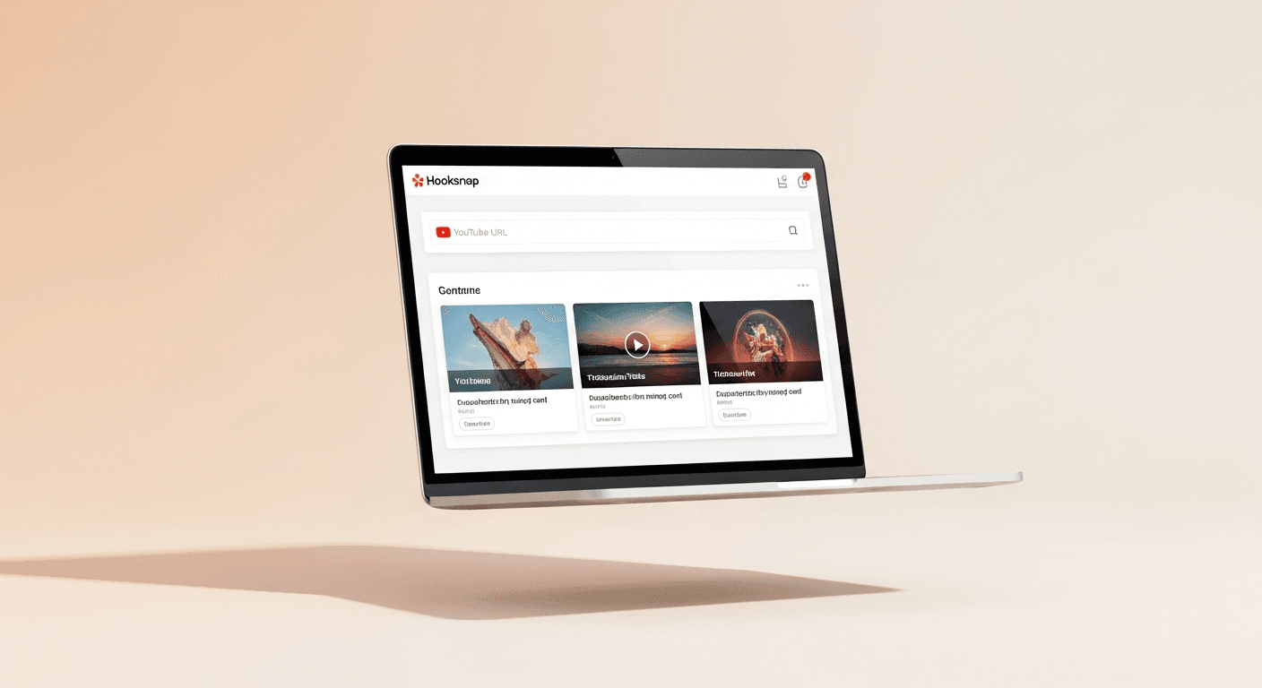 Hooksnap thumbnail generation interface on laptop